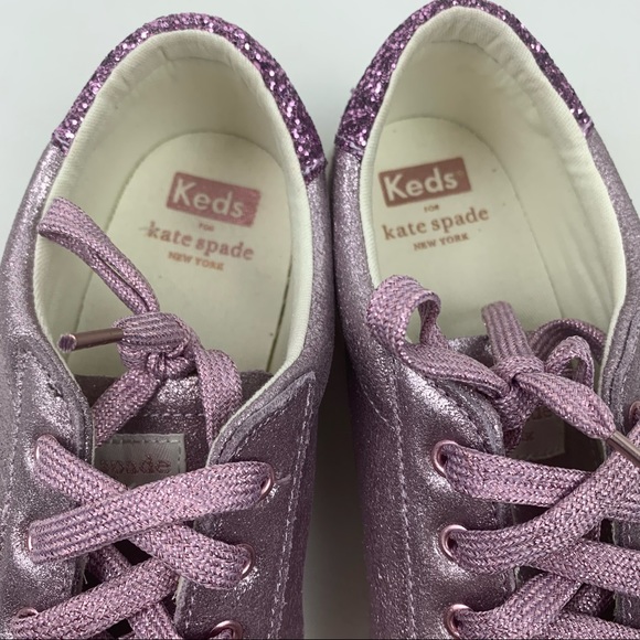 Keds X Kate Spade New York Ace Glitter purple metallic shoes sneakers Size 9 - Picture 5 of 10